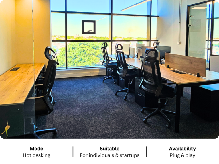 Small office space for rent in Mauritius with panoramic views at Le Workspace The Docks