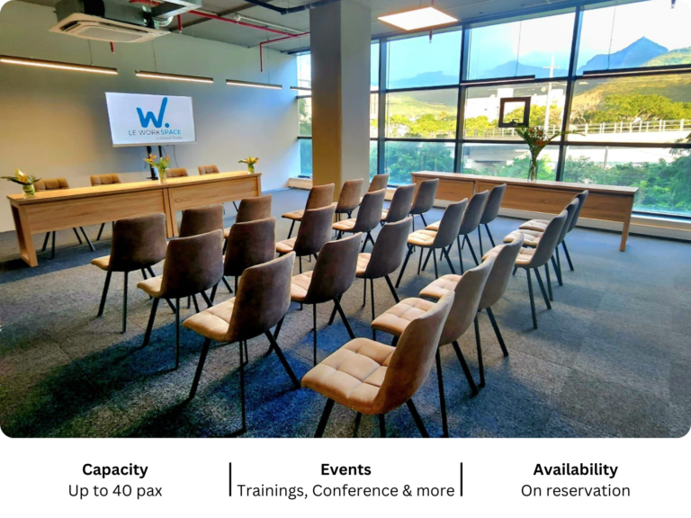 Small office space for rent in Mauritius with panoramic views at Le Workspace The Docks