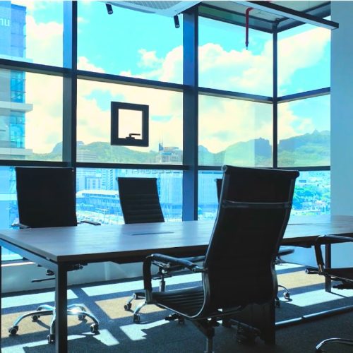 Small office space for rent in Mauritius with panoramic views at Le Workspace The Docks