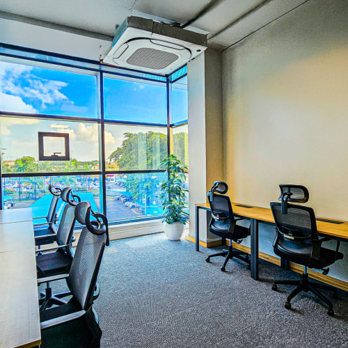 Small office space for rent in Mauritius with panoramic views at Le Workspace The Docks